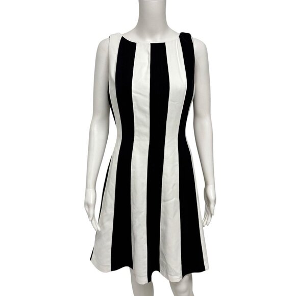 Anne Klein women's A line dress striped black white sleeveless size 8 - Picture 10 of 10